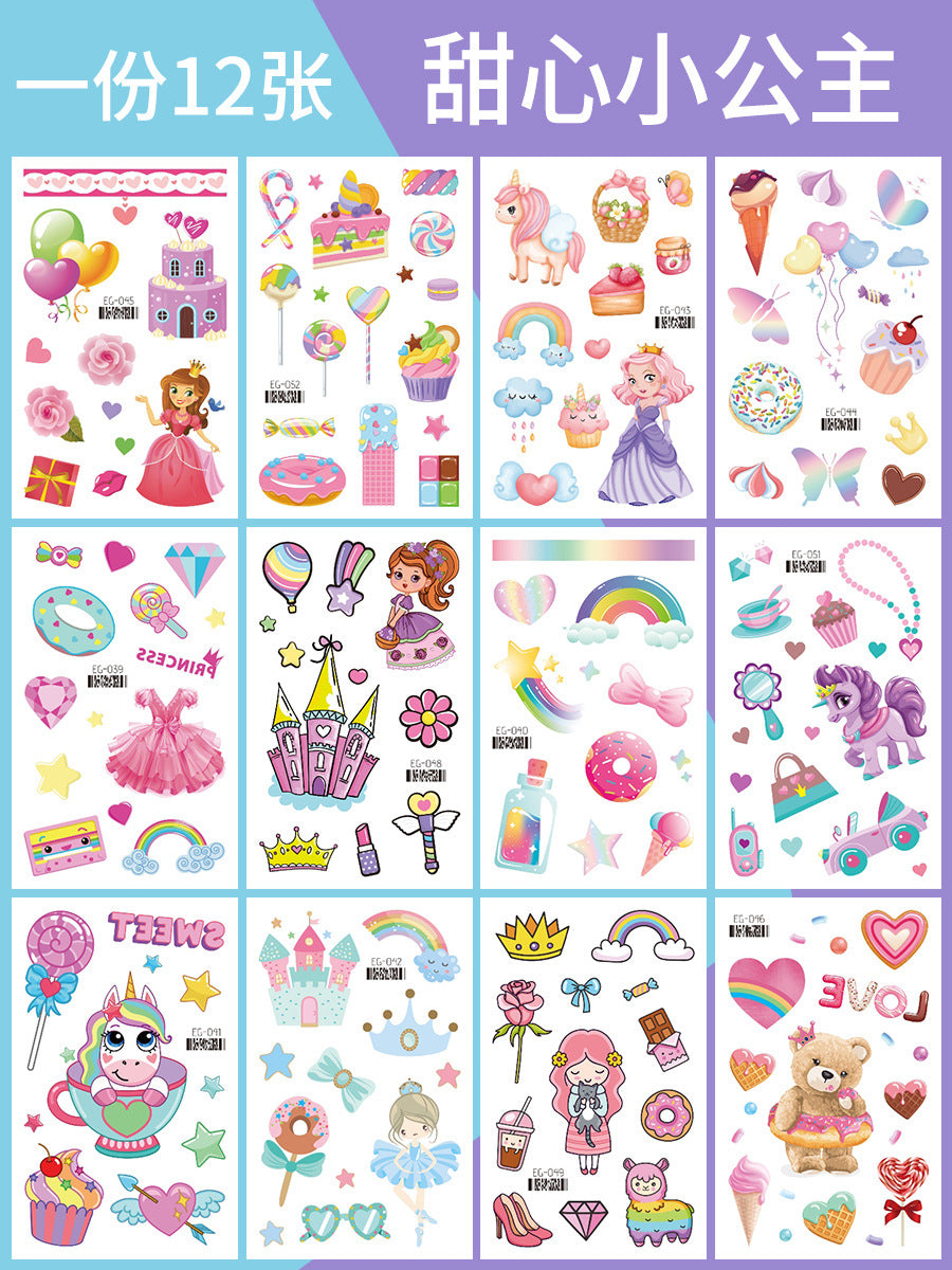 Cartoon Glitter Tattoo Stickers