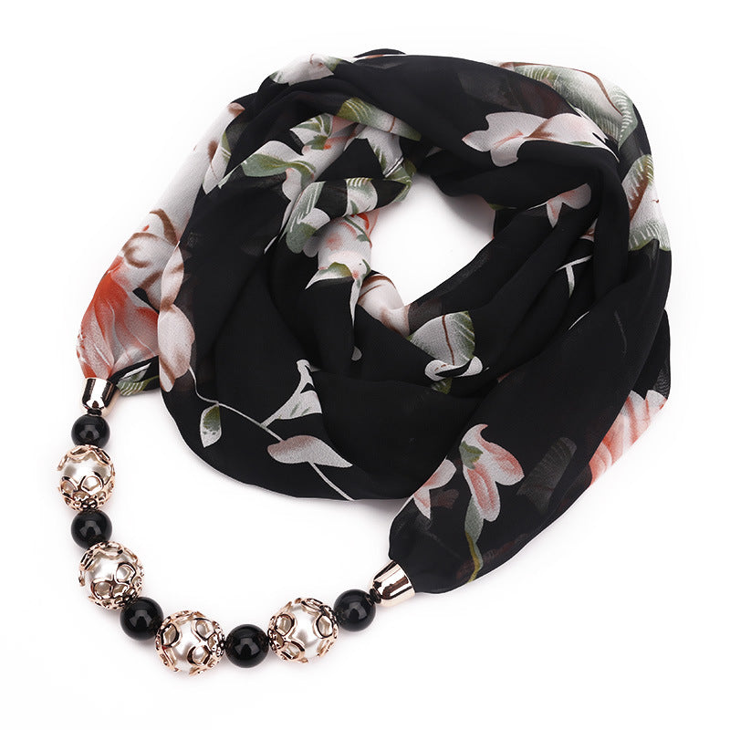 Multifunctional Chiffon Beads Pendant Scarf