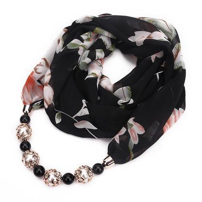 Multifunctional Chiffon Beads Pendant Scarf