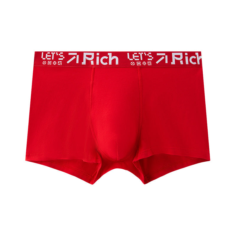 Bright Red Printed Skin-Friendly Antibacterial Men's Underwear