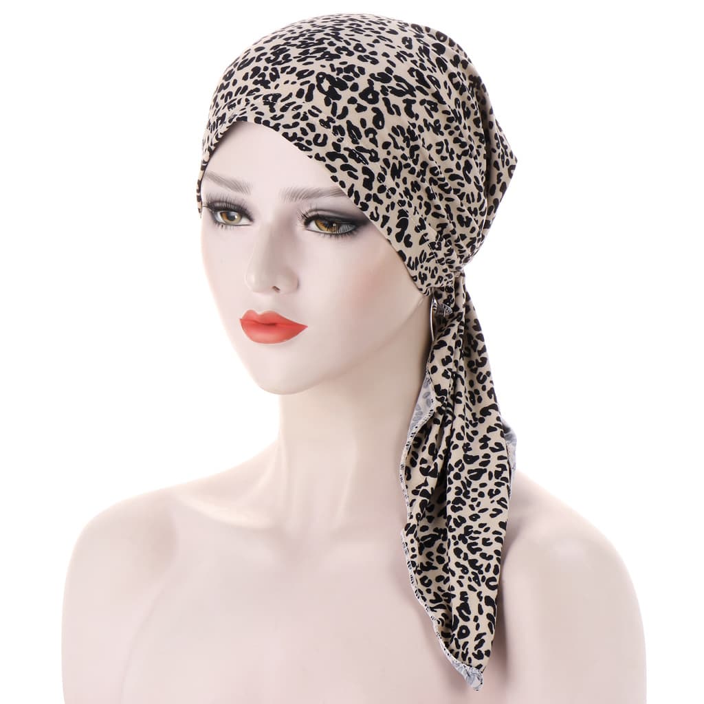🌸Women's Floral Pre-Tied Head Scarf Turban – Dual Tails Design, Can Be Worn as Wig, Soft & Elastic, Ready-to-Wear