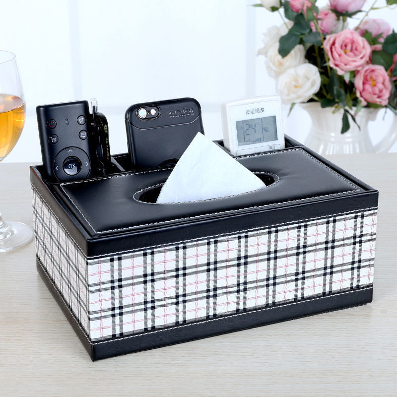 Multi-Functional Tissue & Remote Control Organizer Box with 4 Compartments