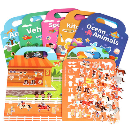 Children's reusable sticker book with waterproof double-sided design