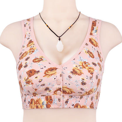 Front-Closure Printed Plus Size Wireless Bra for Women