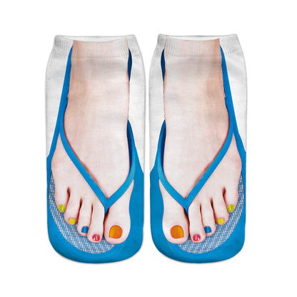 Unisex Printed Flip-Flop Socks