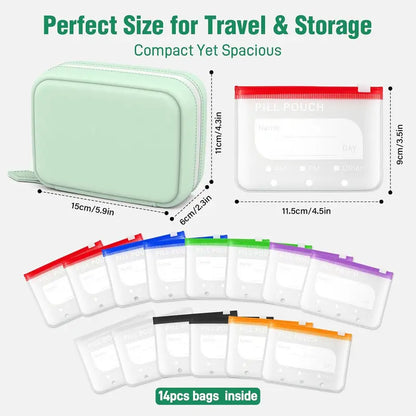 💊A8 Waterproof Pill Pouch – 7-14 Day Supply, Waterproof & Crush-Resistant, Travel Medicine Organizer 💧