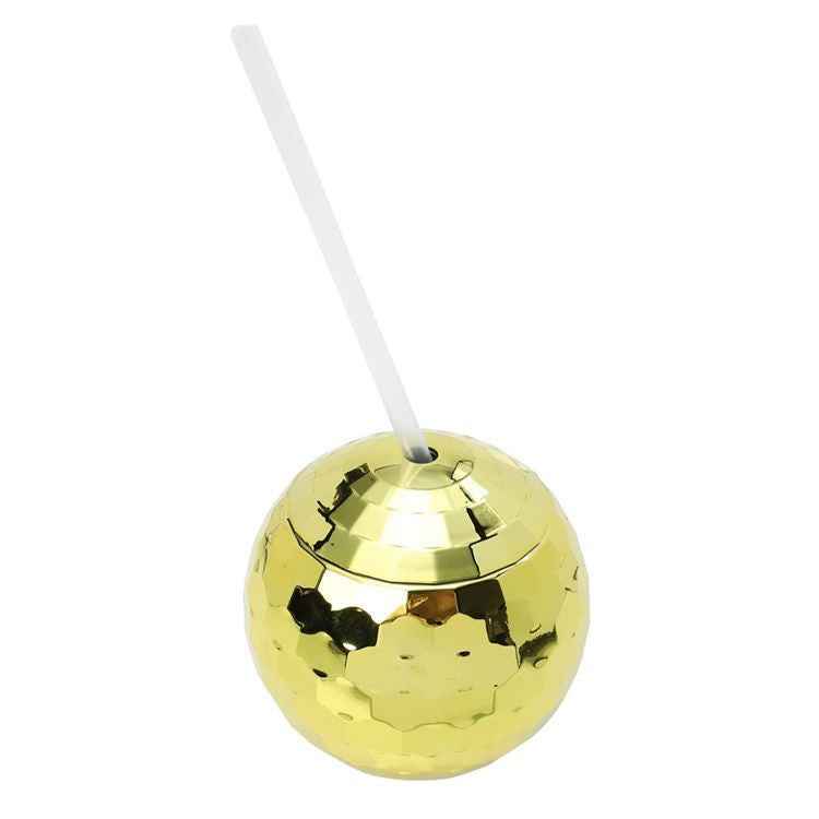 Glitter Mirror Ball Cup with Straw, 600ML Unique Party Drinkware