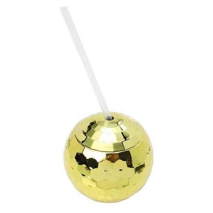 Glitter Mirror Ball Cup with Straw, 600ML Unique Party Drinkware