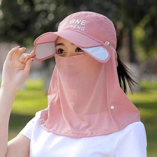 4-in-1 Extendable Brim Sun & Bug Hat – Neck Flap + Insect Veil + Face Cover, UPF Unisex Baseball Cap
