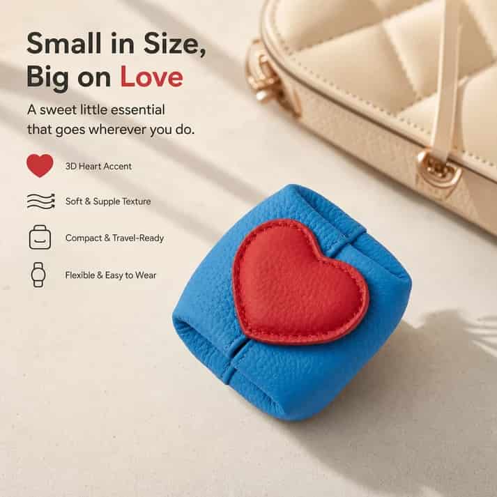❤️Sweetheart Mini Leather Pouch – Heart-Shaped & Compact, Jewelry & Coin Organizer, Multi-Purpose Pouch