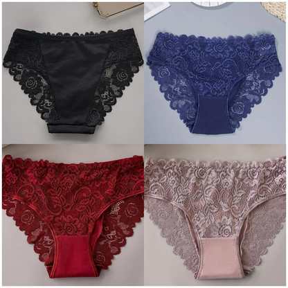 4pcs Women'S Floral Lace Underwear
