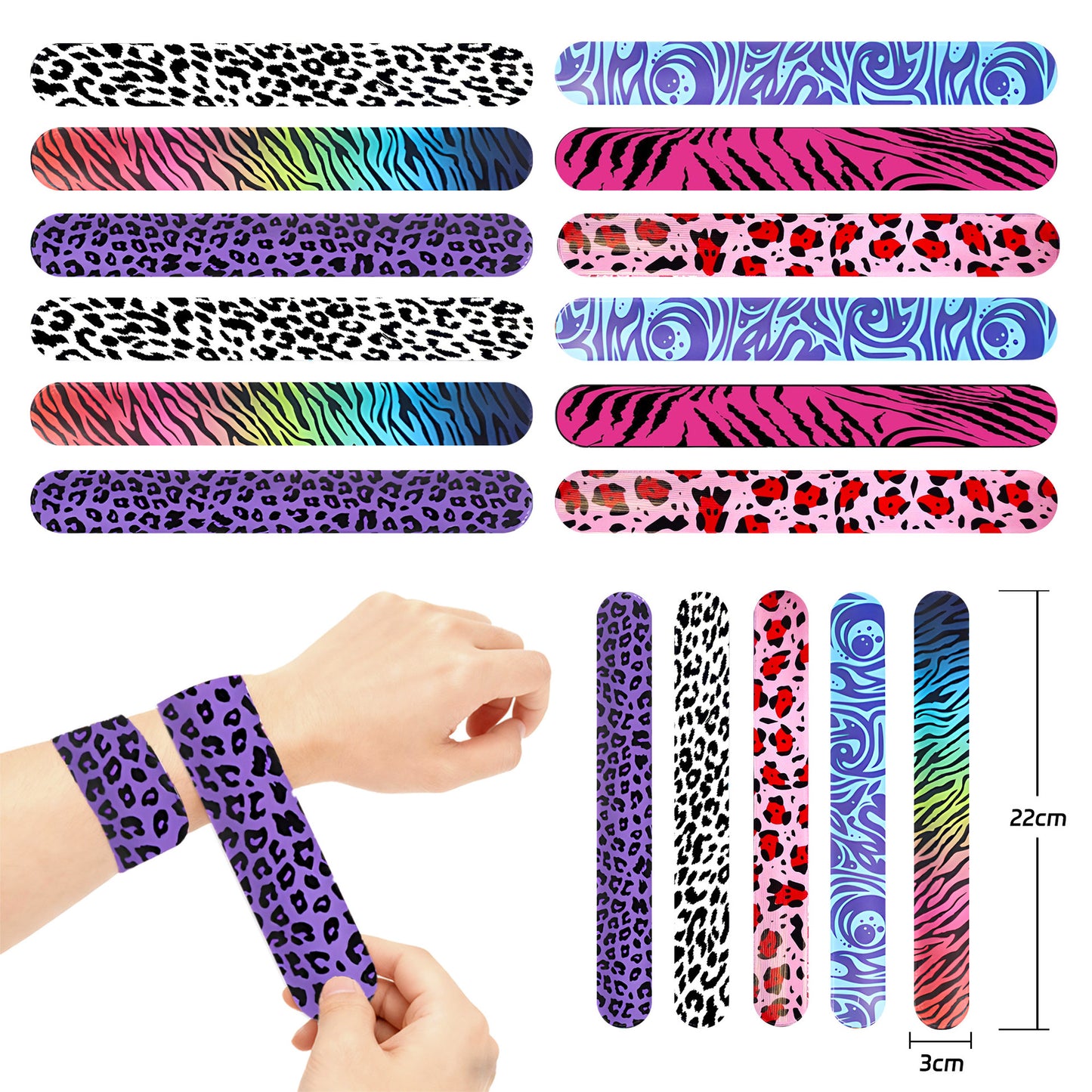 12 Pcs Colorful Slap Cartoon Bracelets Toy