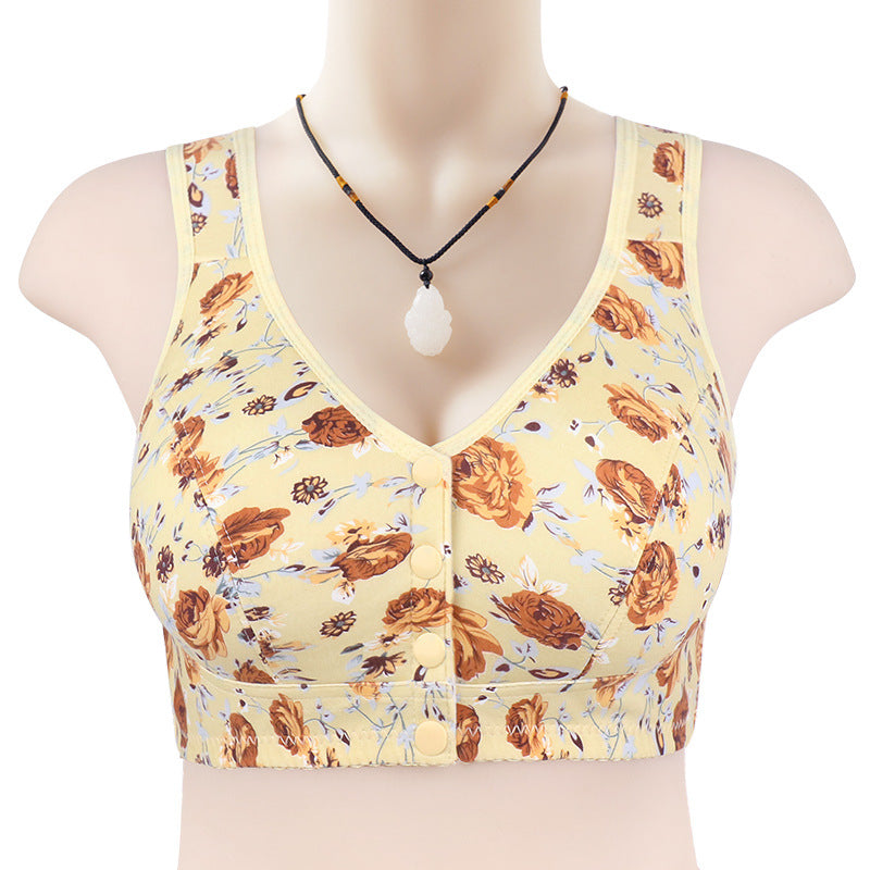 Front-Closure Printed Plus Size Wireless Bra for Women