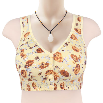 Front-Closure Printed Plus Size Wireless Bra for Women