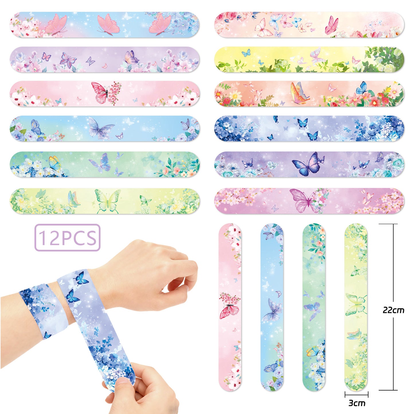 12 Pcs Colorful Slap Cartoon Bracelets Toy