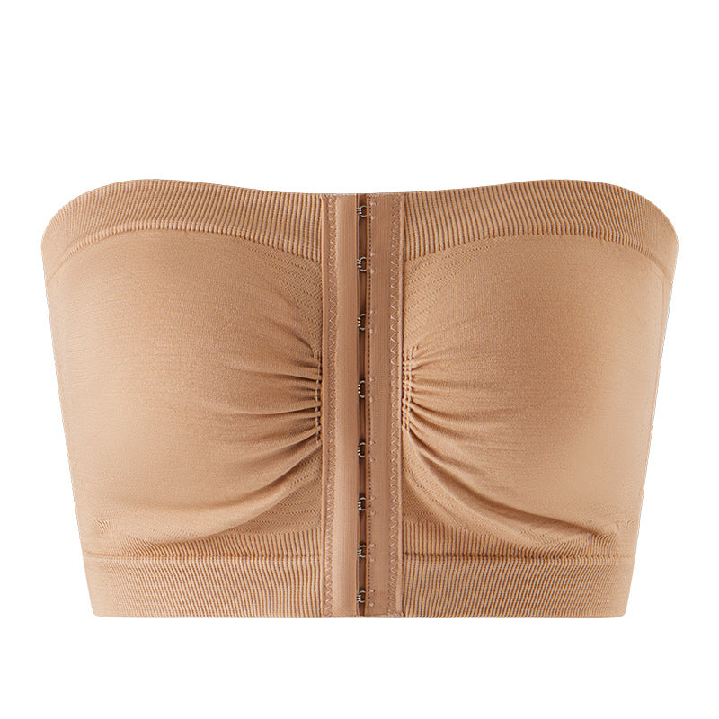 Plus Size Strapless Front Buckle Breathable Bra