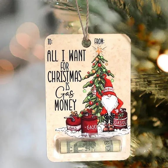 Handcrafted Wooden Christmas Money Clip Gift Ornament