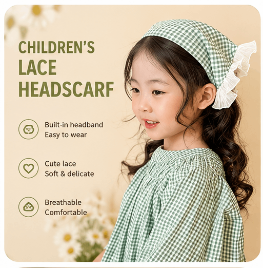 👒2026 New Kids Lace Triangle Scarf – Countryside Style, 2-in-1 Headband & Hair Scarf