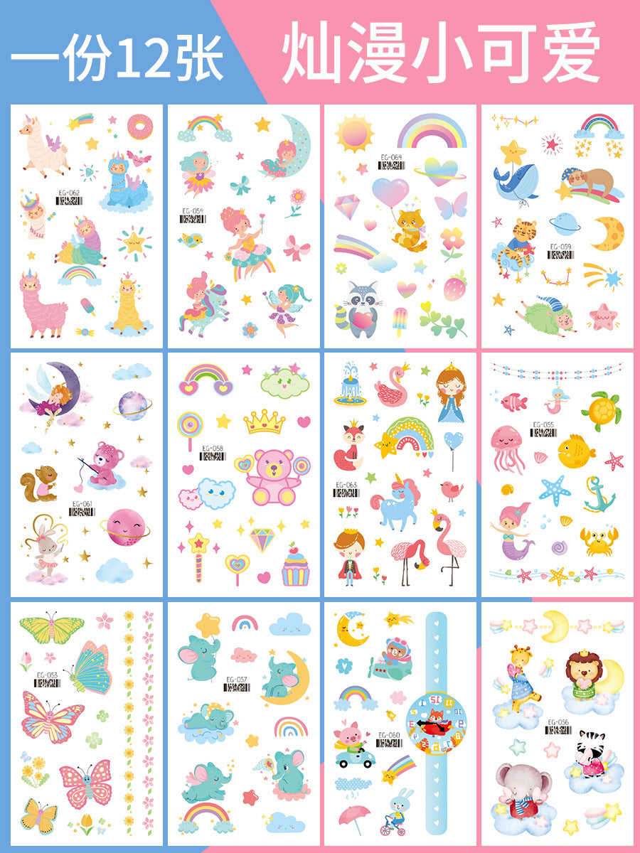 Cartoon Glitter Tattoo Stickers