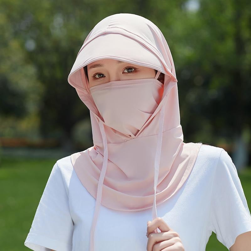 Ice Silk Breathable Neck Guard with Full Face Coverage Multi-Purpose Summer Sunscreen Hat