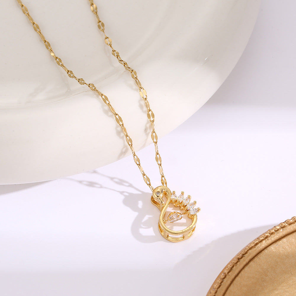 Micro-Paved Full Diamond Beating Heart Titanium Steel Necklace