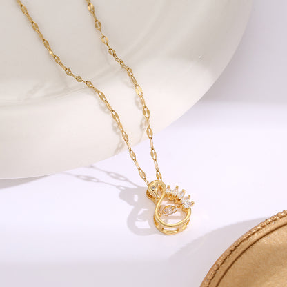 Micro-Paved Full Diamond Beating Heart Titanium Steel Necklace