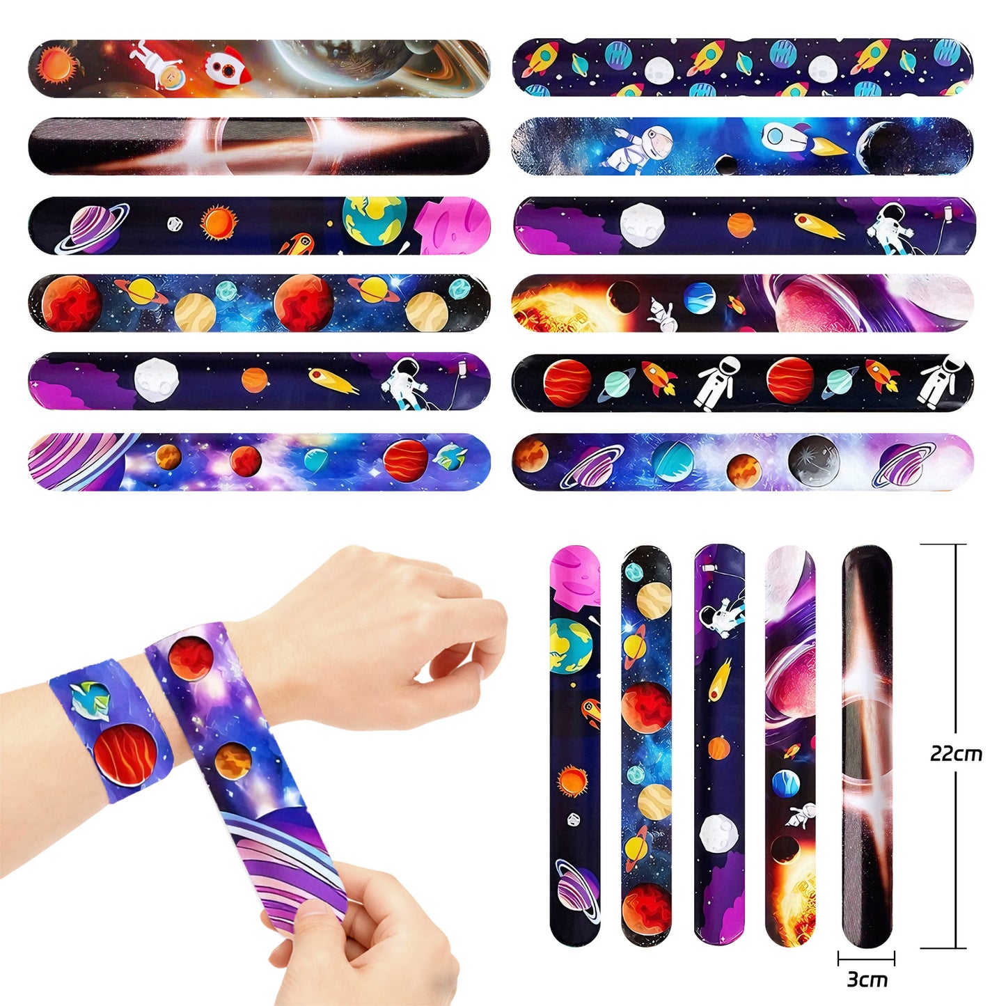 12 Pcs Colorful Slap Cartoon Bracelets Toy