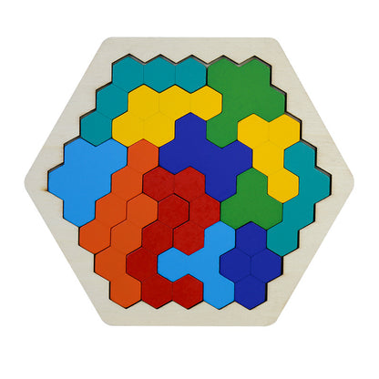 Colorful Wooden Hexagonal Geometry Puzzle，Educational & Creative