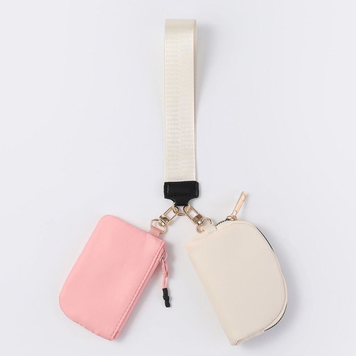 Women's Portable Mini Fashion Colorblock Zip Wristlet + Coin Purse，Waterproof Nylon