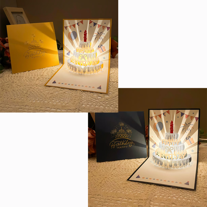 3D Pop-Up Birthday Card with Colorful Music & LED Lights