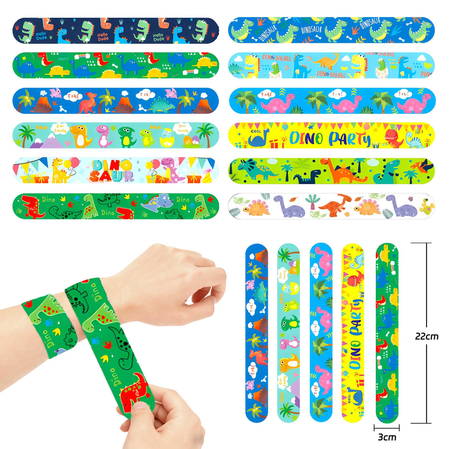 12 Pcs Colorful Slap Cartoon Bracelets Toy