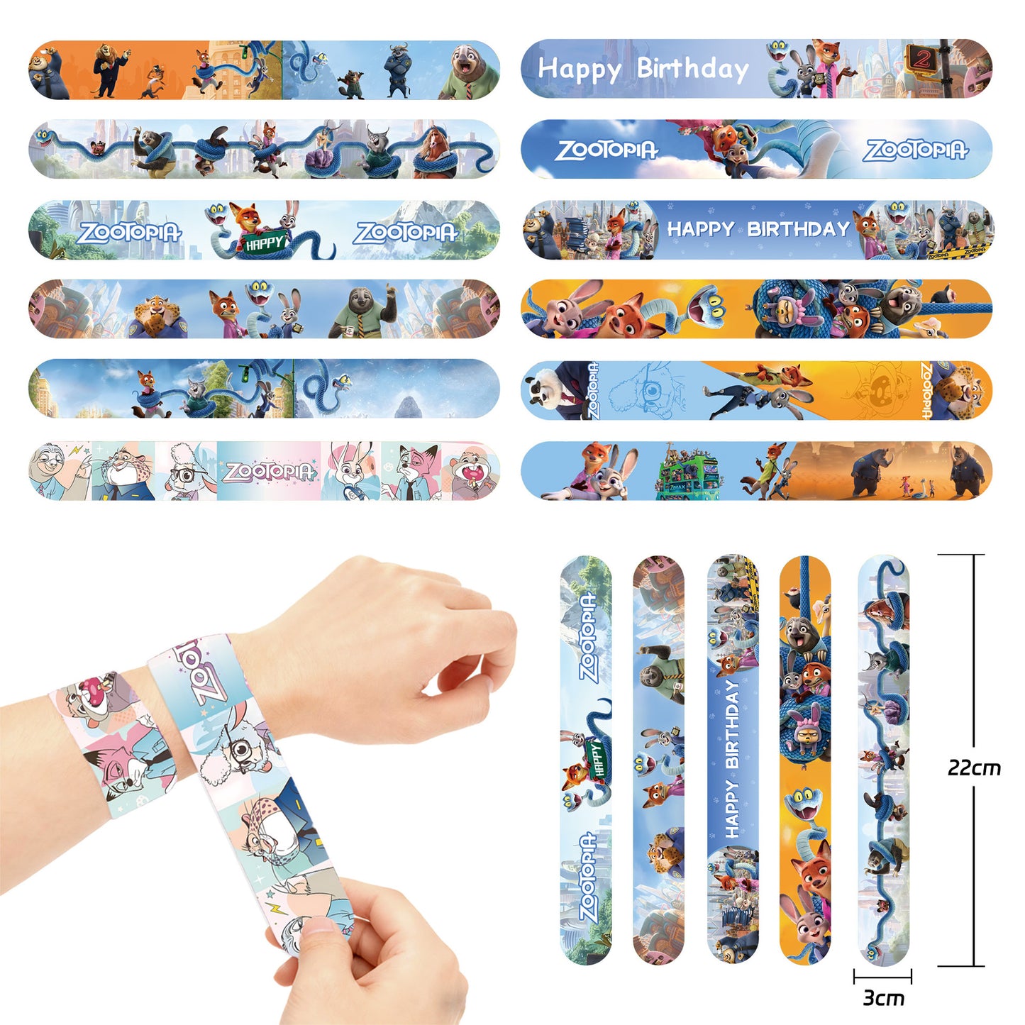 12 Pcs Colorful Slap Cartoon Bracelets Toy
