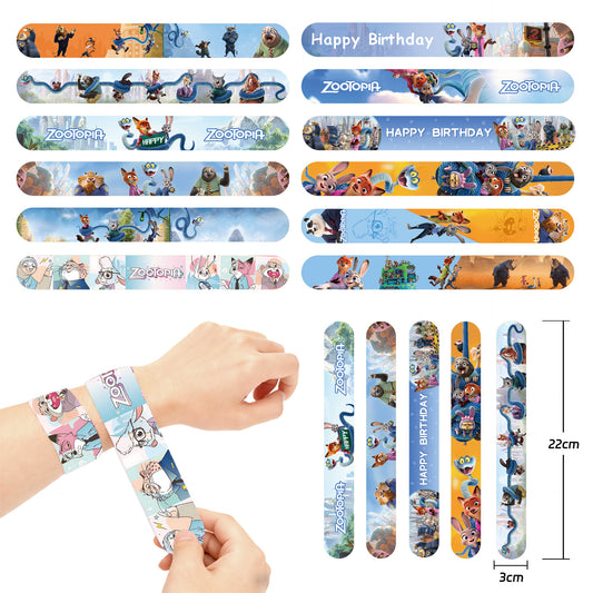 12 Pcs Colorful Slap Cartoon Bracelets Toy