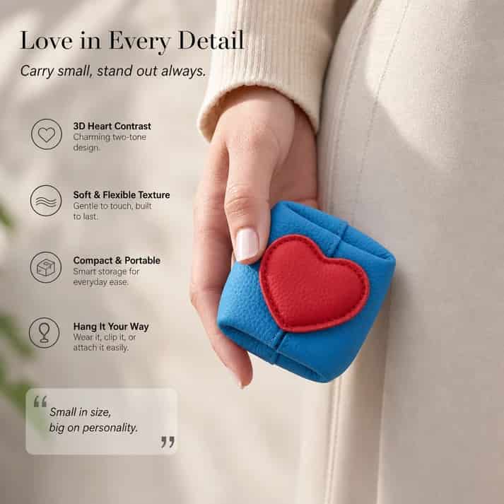 ❤️Sweetheart Mini Leather Pouch – Heart-Shaped & Compact, Jewelry & Coin Organizer, Multi-Purpose Pouch