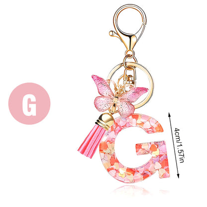 Butterfly Letter Keychain Tassel Design