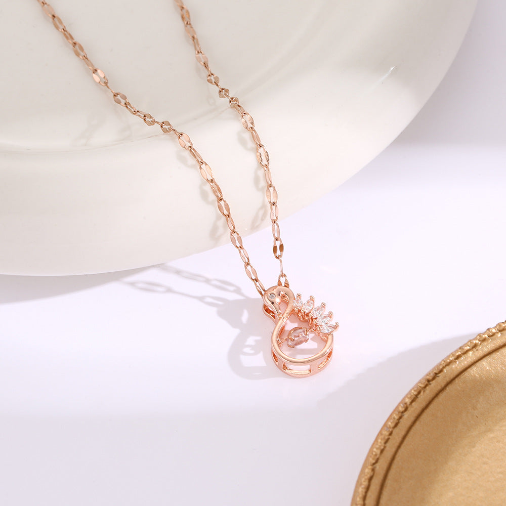 Micro-Paved Full Diamond Beating Heart Titanium Steel Necklace