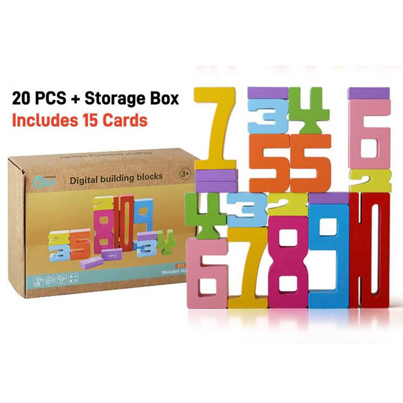 Wooden Number Building Block, Creative Montessori Stacking Toys