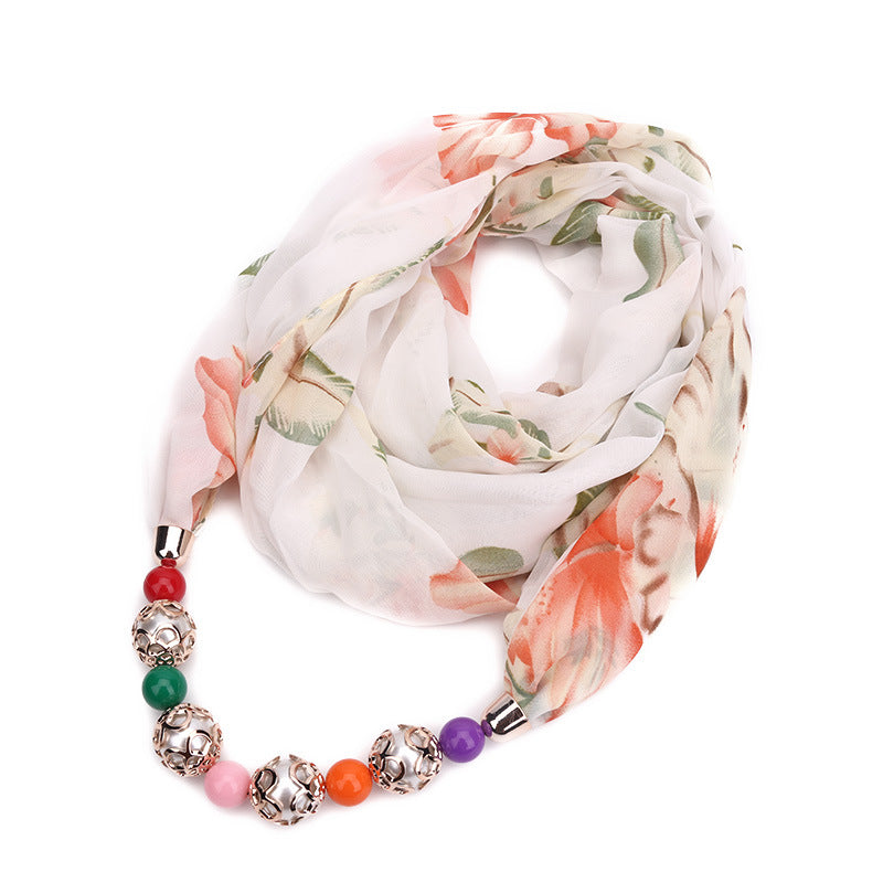 Multifunctional Chiffon Beads Pendant Scarf