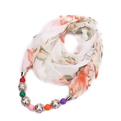 Multifunctional Chiffon Beads Pendant Scarf