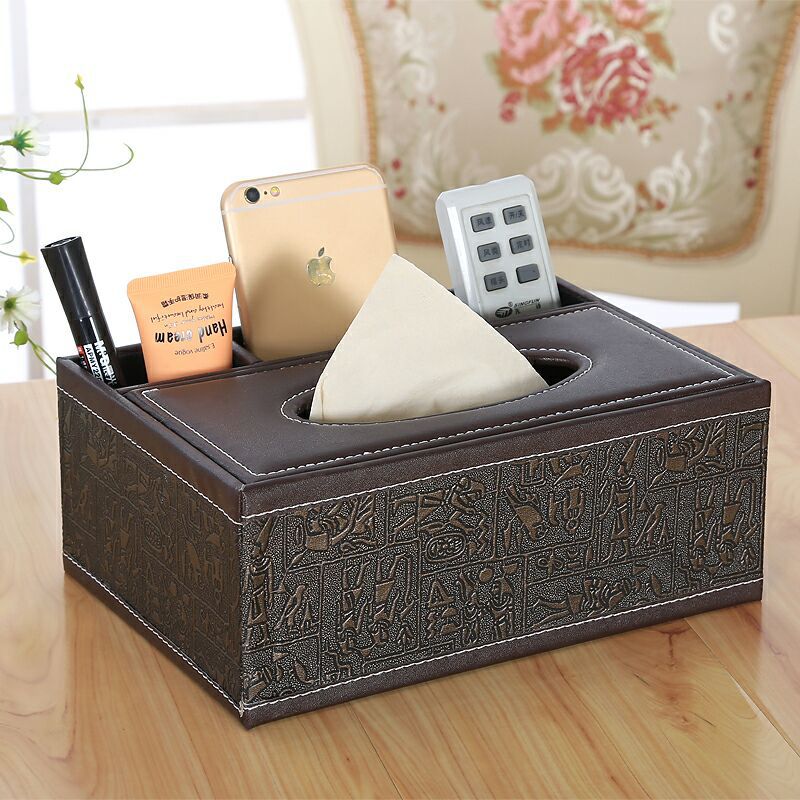 Multi-Functional Tissue & Remote Control Organizer Box with 4 Compartments