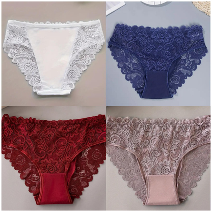 4pcs Women'S Floral Lace Underwear