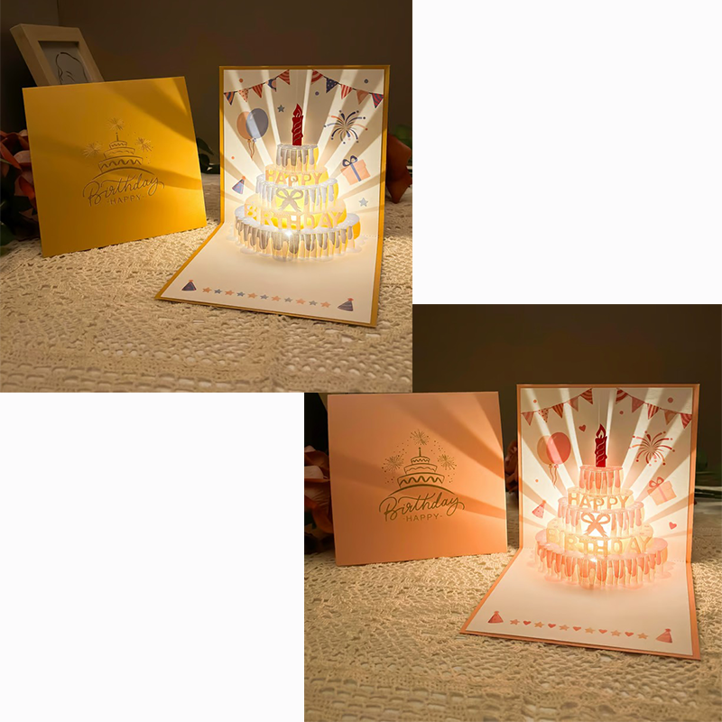 3D Pop-Up Birthday Card with Colorful Music & LED Lights