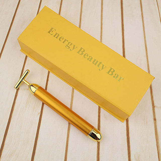 24K Gold Energy Beauty Bar，Electric Facial Massage Roller