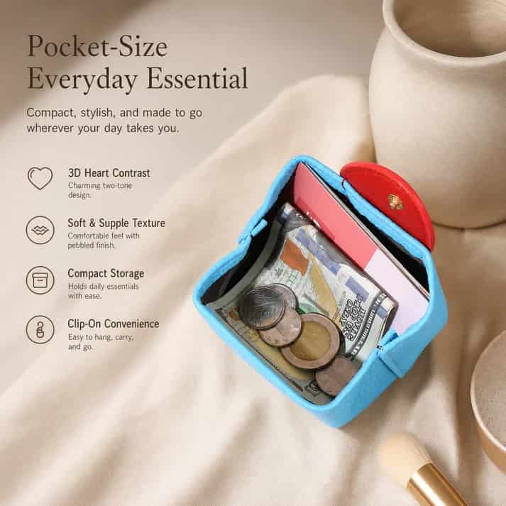 ❤️Sweetheart Mini Leather Pouch – Heart-Shaped & Compact, Jewelry & Coin Organizer, Multi-Purpose Pouch