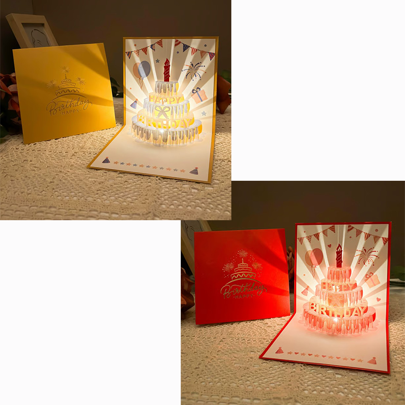 3D Pop-Up Birthday Card with Colorful Music & LED Lights