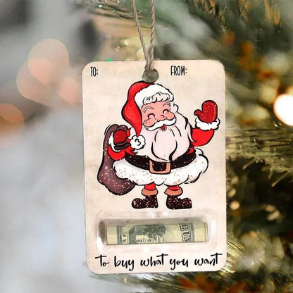 Handcrafted Wooden Christmas Money Clip Gift Ornament