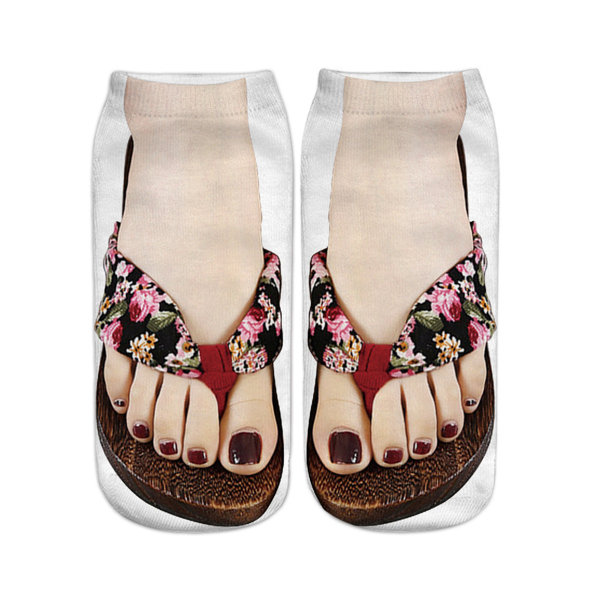 Unisex Printed Flip-Flop Socks
