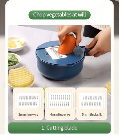 12-in-1 Multifunctional Vegetable Chopper – Easy Slicing&Grating for Everyday Cooking