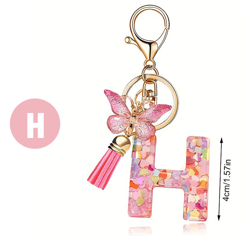 Butterfly Letter Keychain Tassel Design