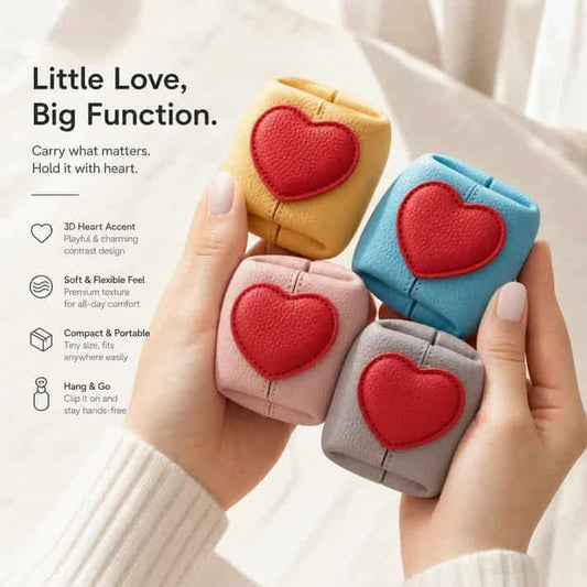❤️Sweetheart Mini Leather Pouch – Heart-Shaped & Compact, Jewelry & Coin Organizer, Multi-Purpose Pouch